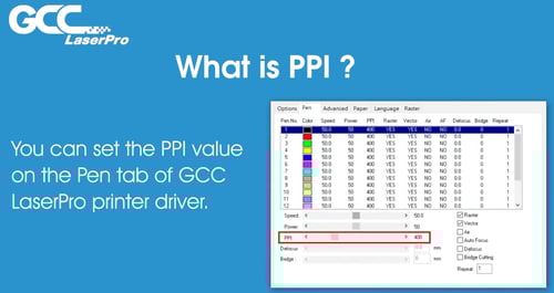 Pulses Per Inch PPIWhat is "PPI"? PPI stands for "Pulse Per Inch"，It allows users to set the frequency of the laser firing for every inch.